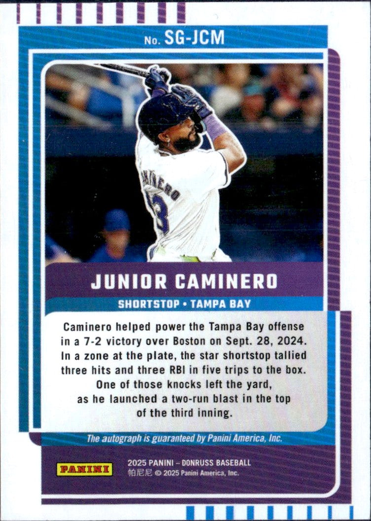 Junior Caminero 2025 Donruss Red Signature Series Auto SP 1/49-2