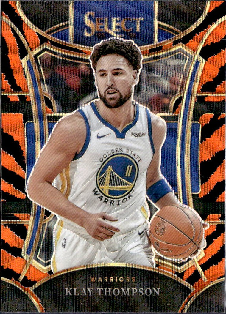 Klay Thompson 2023-24 Panini Select Mezzanine Tiger Stripe Prizm SSP #398-1