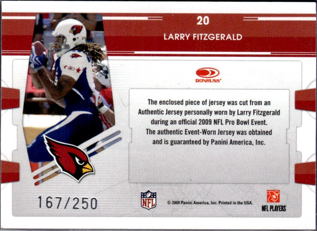 Larry Fitzgerald 2009 Playoff Absolute Tools Of The Trade Game Used Patch SP 167/250-2