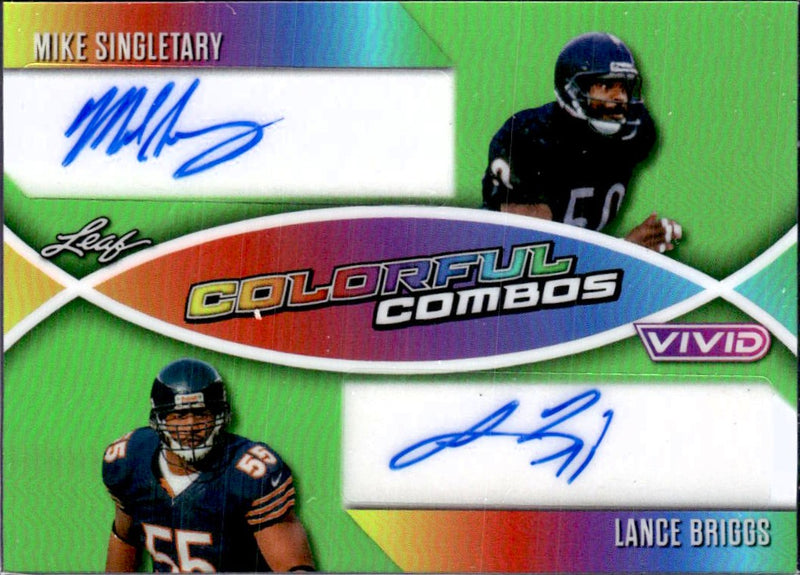 Lance Briggs Mike Singletary 2025 Leaf Vivid Green Colorful Combos Dual Auto SP 7/8-1