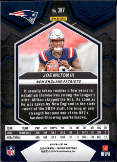 Joe Milton III RC 2024 Panini Mosaic Honeycomb Prizm Rookie SSP #397-2