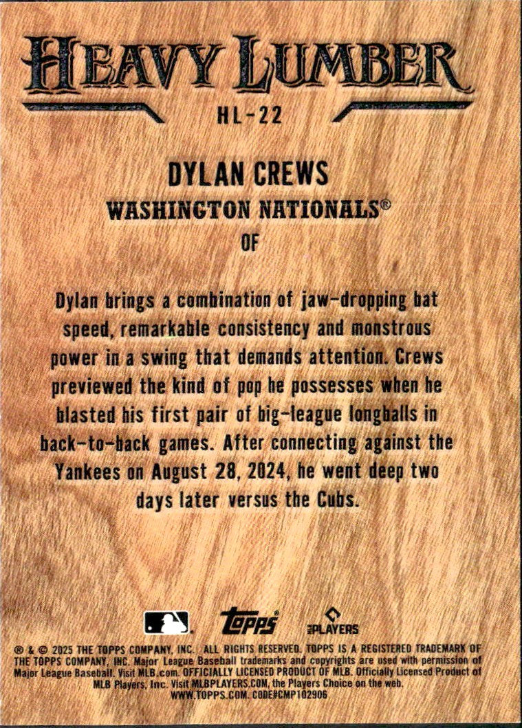 Dylan Crews RC 2025 Topps Heavy Lumber Rookie SSP-2