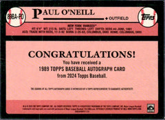 Paul O'Neill 2024 Topps 1989 Throwback On Card Auto-2