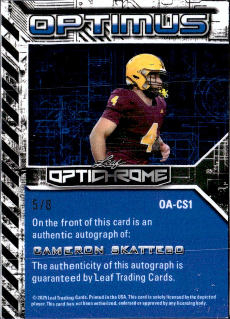 Cam Skattebo RC 2025 Leaf Optichrome Magenta Lava Optimus Rookie Auto SP 5/8-2