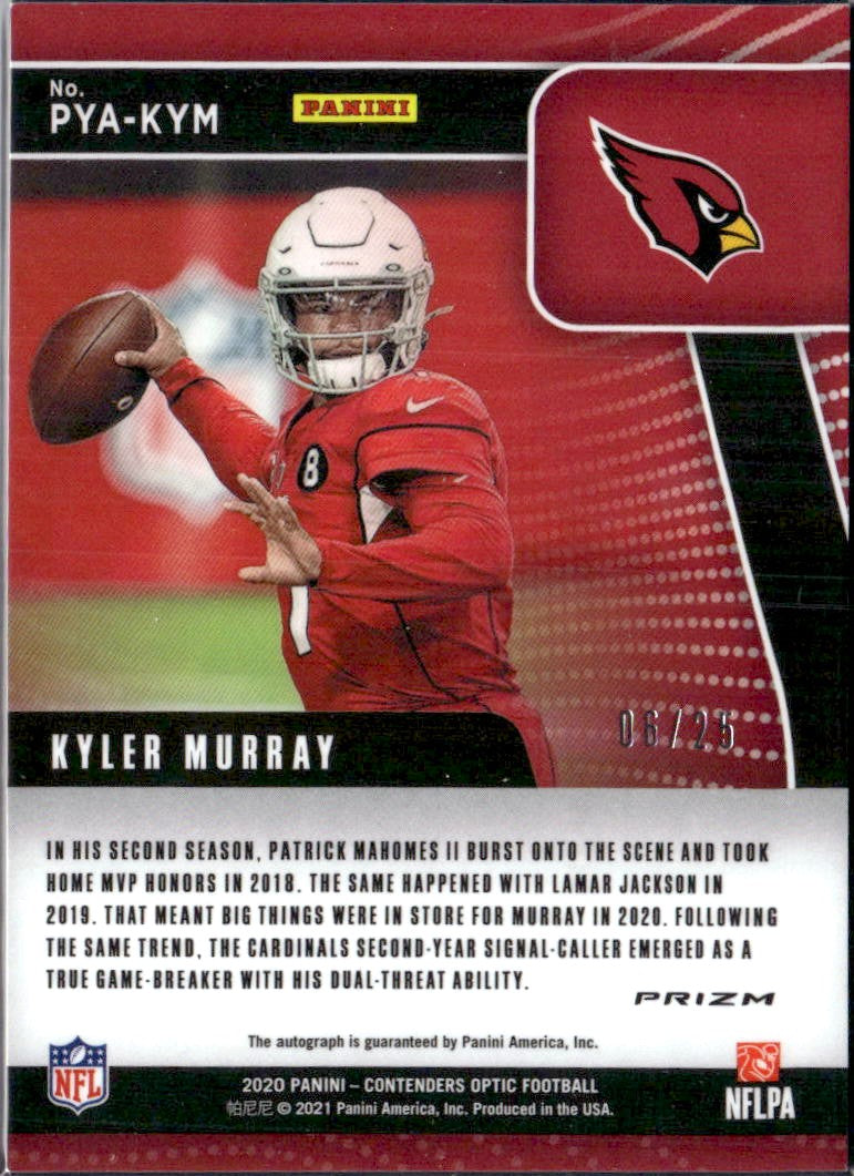 Kyler Murray 2020 Contenders Optic Player Of The Year Auto SP 6/25-2