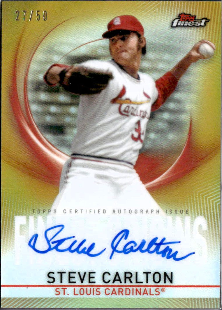 Steve Carlton 2019 Topps Finest Gold Refractor Finest Origins Auto SP 27/50