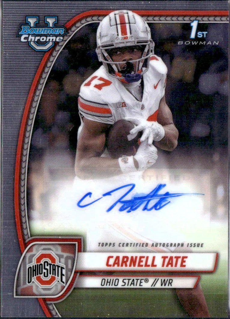 Carnell Tate RC 2024 Bowman University Chrome Rookie Auto-1
