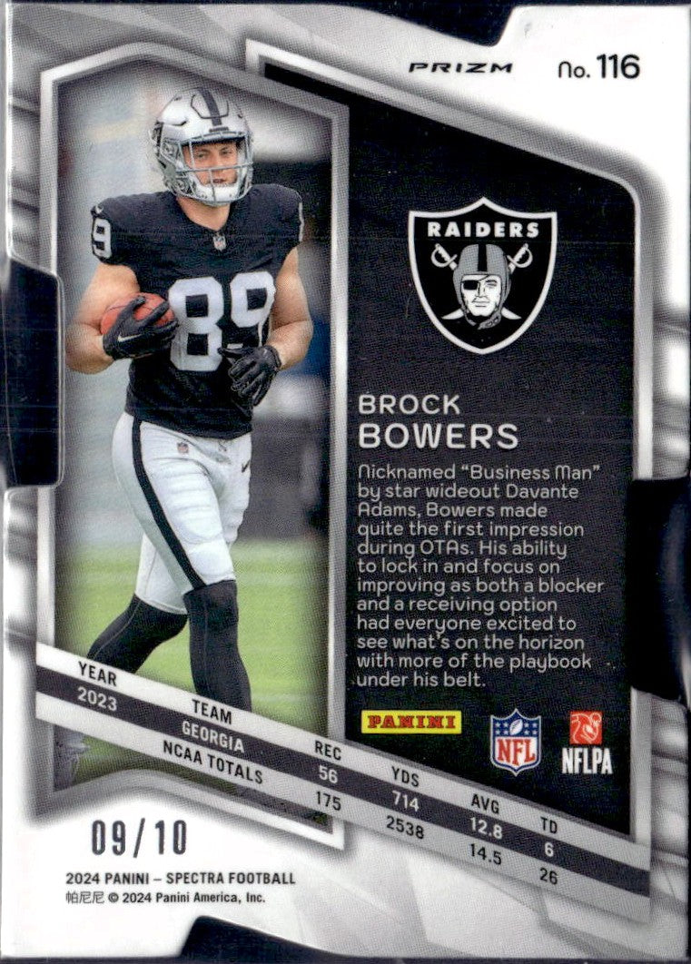 Brock Bowers RC 2024 Panini Spectra Universal Die Cut Prizm Rookie SP 9/10-2