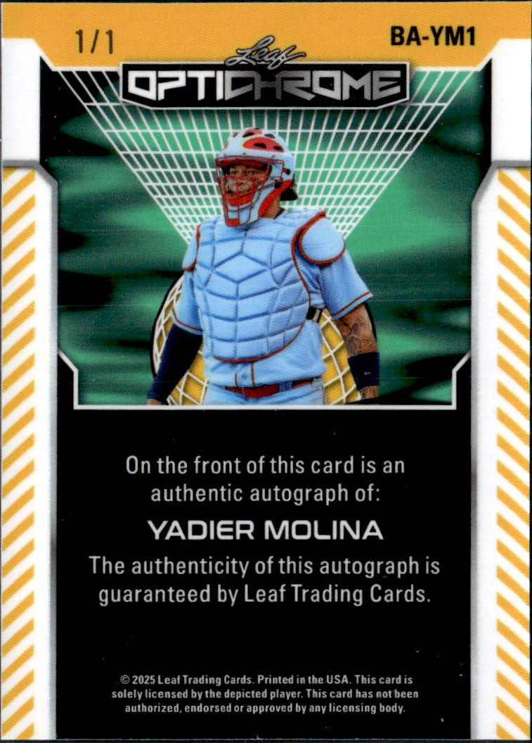 Yadier Molina 2025 Leaf Optichrome Blue Shimmer Auto SP 1/1-2