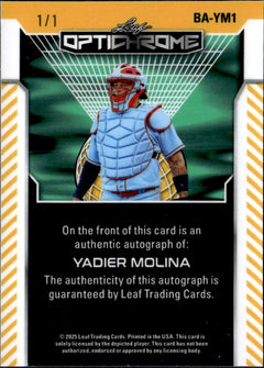 Yadier Molina 2025 Leaf Optichrome Blue Shimmer Auto SP 1/1-2