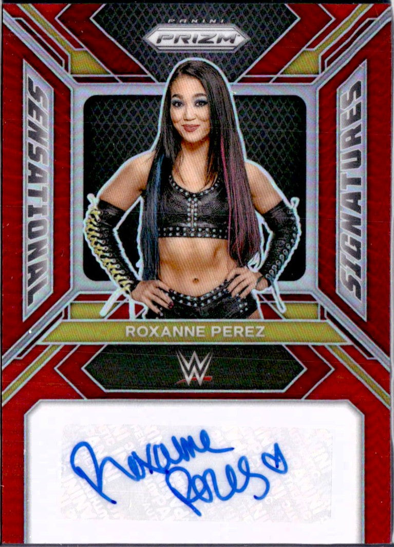 Roxanne Perez 2024 Panini Prizm WWE Red Sensational Auto SP 56/99-1
