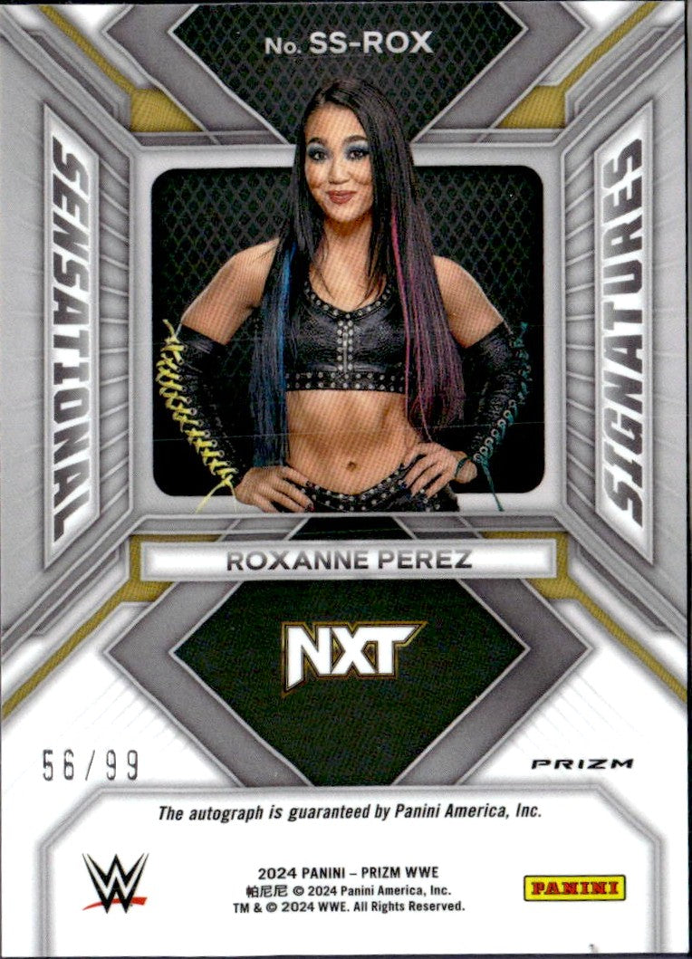 Roxanne Perez 2024 Panini Prizm WWE Red Sensational Auto SP 56/99-2