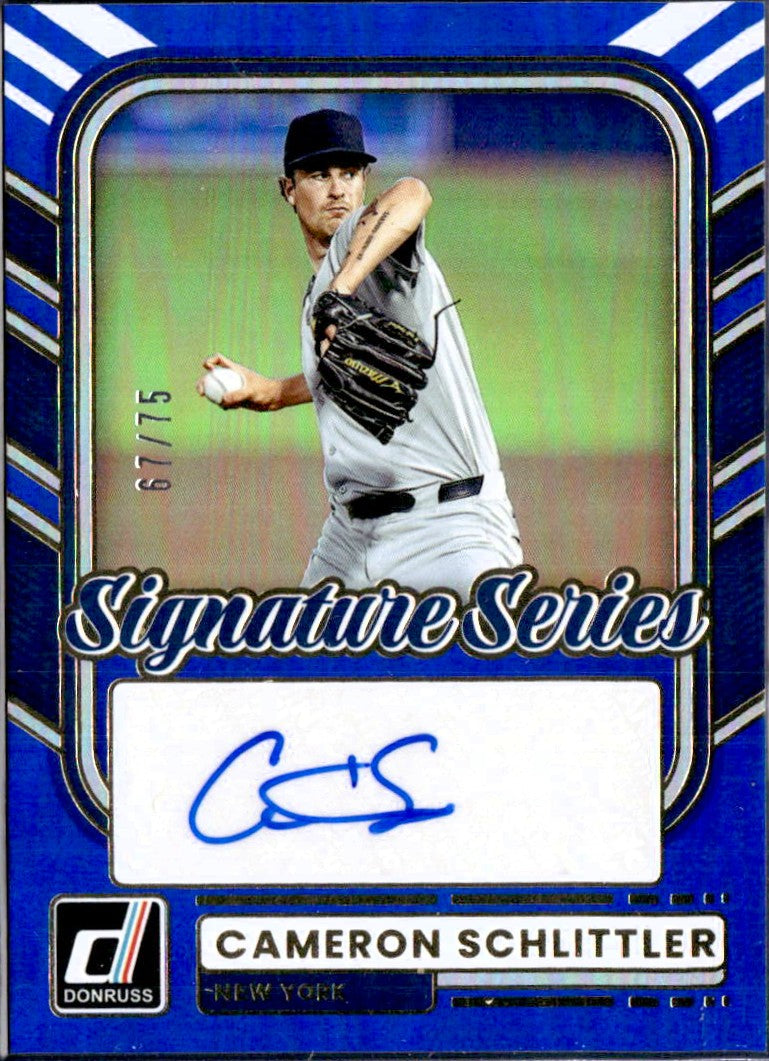 Cameron Schlittler 2026 Donruss Signature Series Blue Auto SP 67/75-1