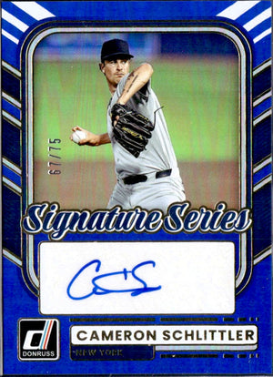 Cameron Schlittler 2026 Donruss Signature Series Blue Auto SP 67/75