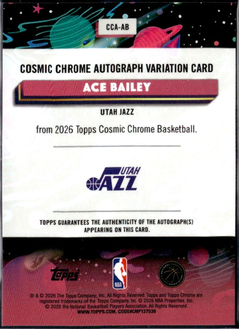 Ace Bailey RC 2025-26 Topps Cosmic Chrome Refractor Rookie Auto-2
