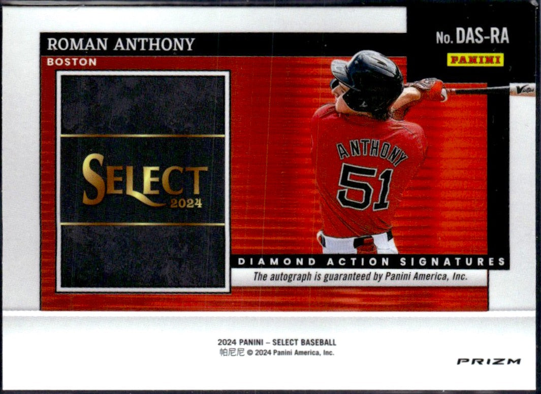 Roman Anthony RC 2024 Panini Select Diamond Action Rookie Auto-2