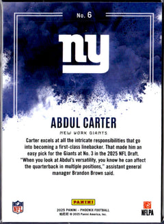 Abdul Carter RC 2025 Panini Phoenix Color Blast Rookie SSP #6-2