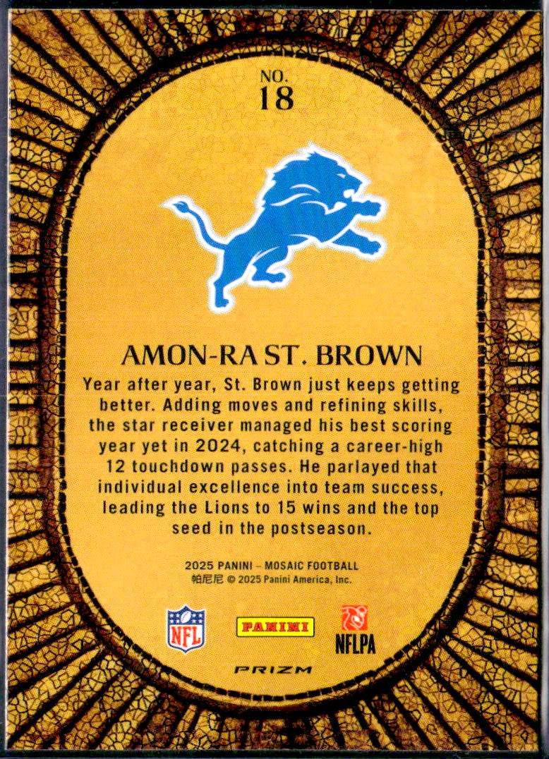 Amon-Ra St Brown 2025 Panini Mosaic Micro Mosaic SSP #18-2