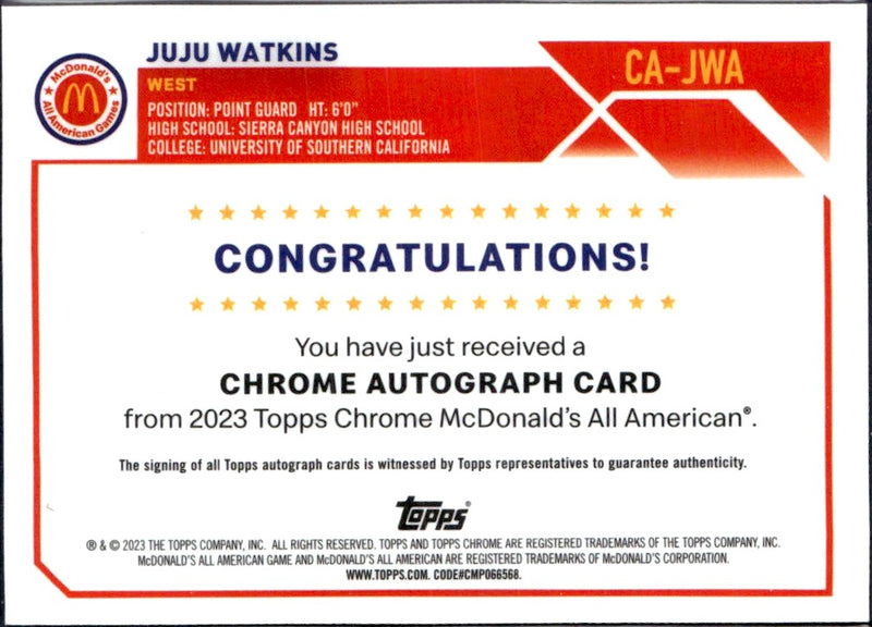 Hannah Hidalgo RC 2023 Topps Chrome Mcdonalds All American Refractor Rookie Auto-2