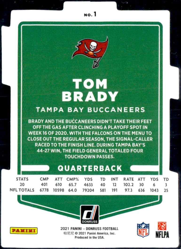 Tom Brady 2021 Donruss Gold Die Cut Press Proof SP 13/25-2
