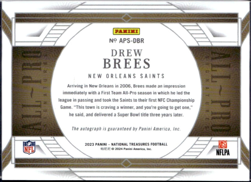 Drew Brees 2023 National Treasures All Pro Auto SP 16/99-2