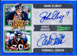 John Elway Terrell Davis 2021 Panini Classics Blue Combos Auto SP 2/2