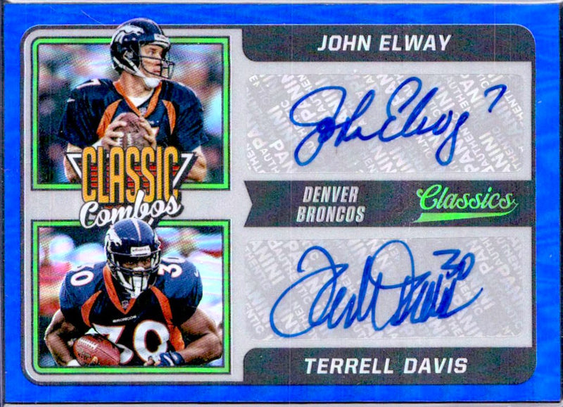 John Elway Terrell Davis 2021 Panini Classics Blue Combos Auto SP 2/2-1