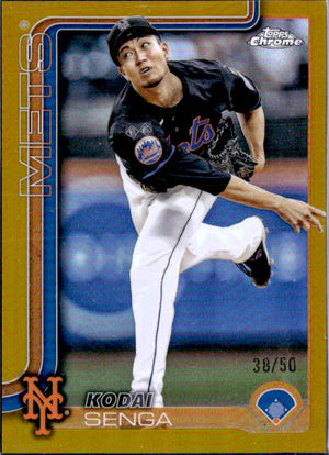Kodai Senga 2025 Topps Chrome Gold Refractor SP 38/50