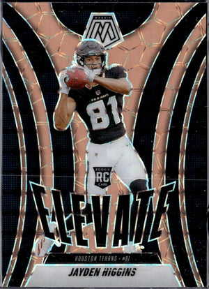 Jayden Higgins RC 2025 Panini Mosaic Orange Fluorescent Elevate Rookie #9