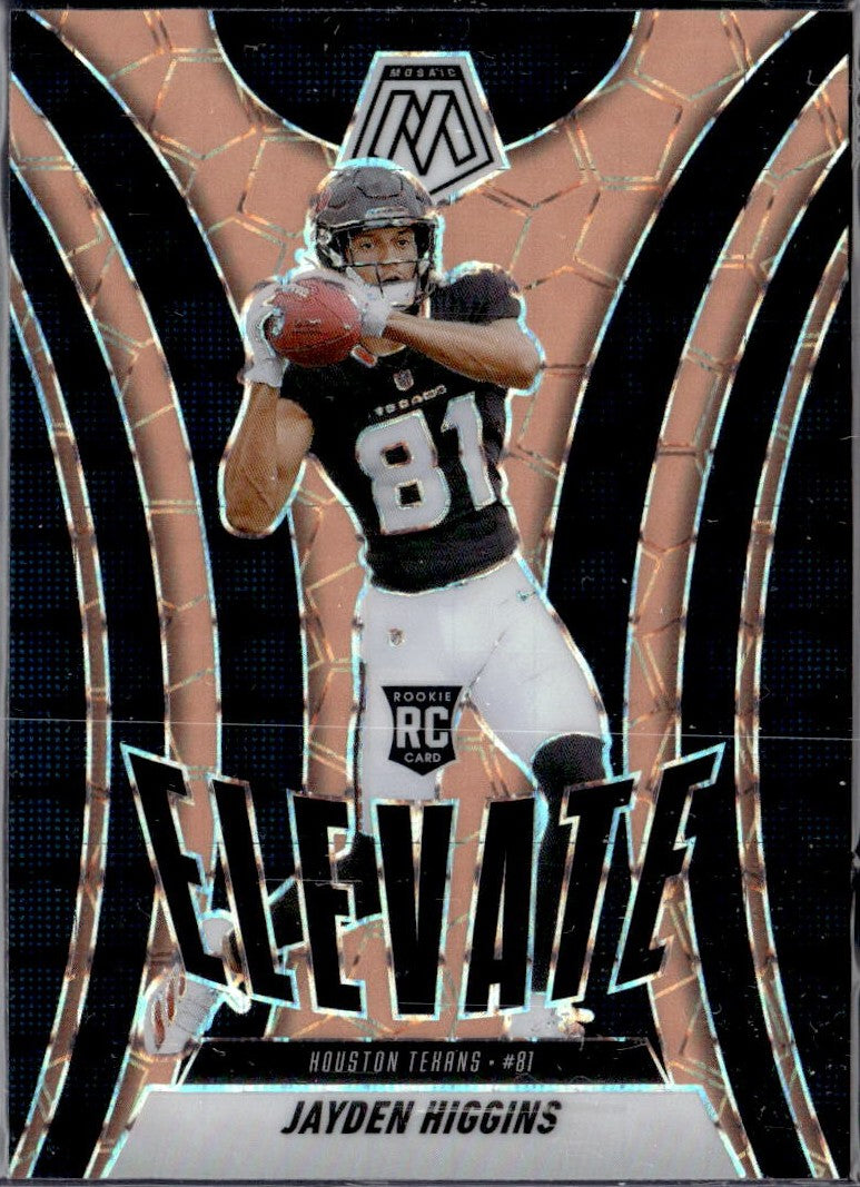 Jayden Higgins RC 2025 Panini Mosaic Orange Fluorescent Elevate Rookie #9