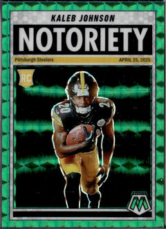 Kaleb Johnson RC 2025 Panini Mosaic Green Notoriety Rookie #22-1