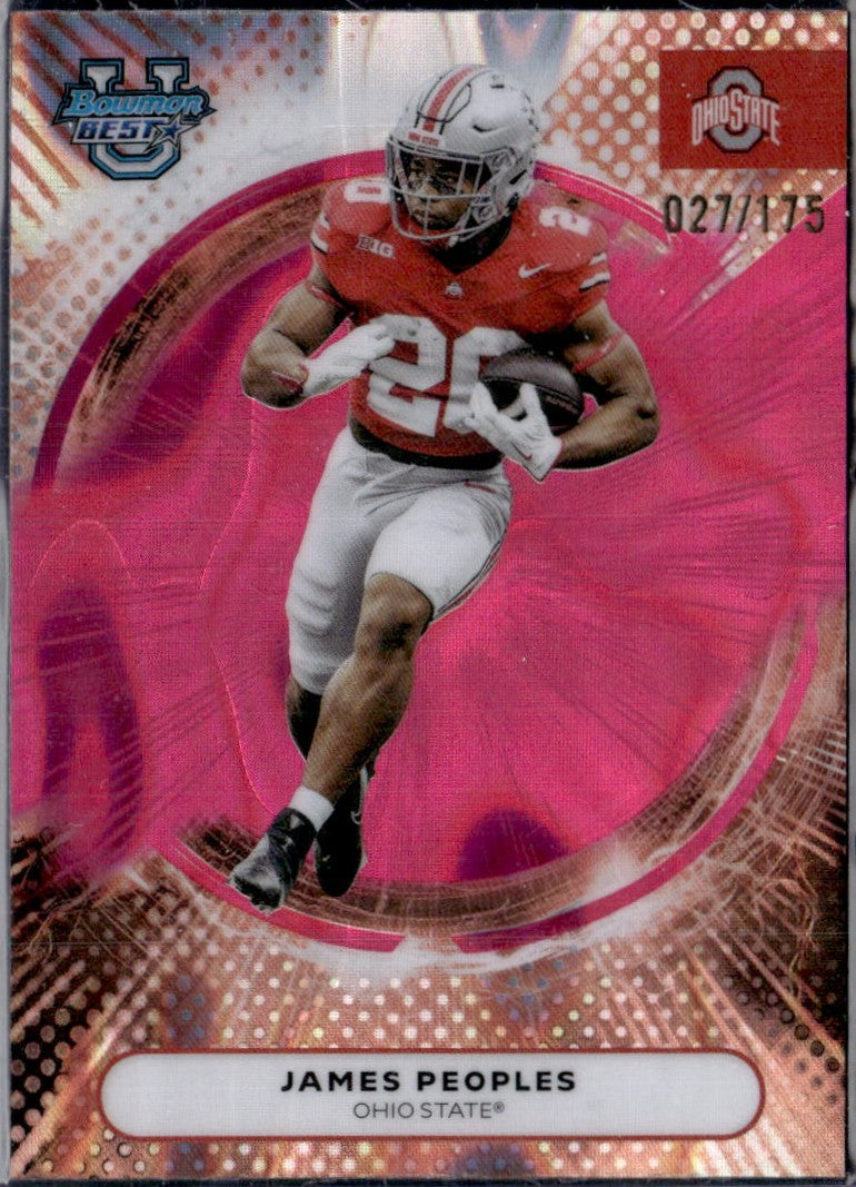 James Peoples RC 2025 Bowman U Best Pink Lava Refractor Rookie SP 27/175-1