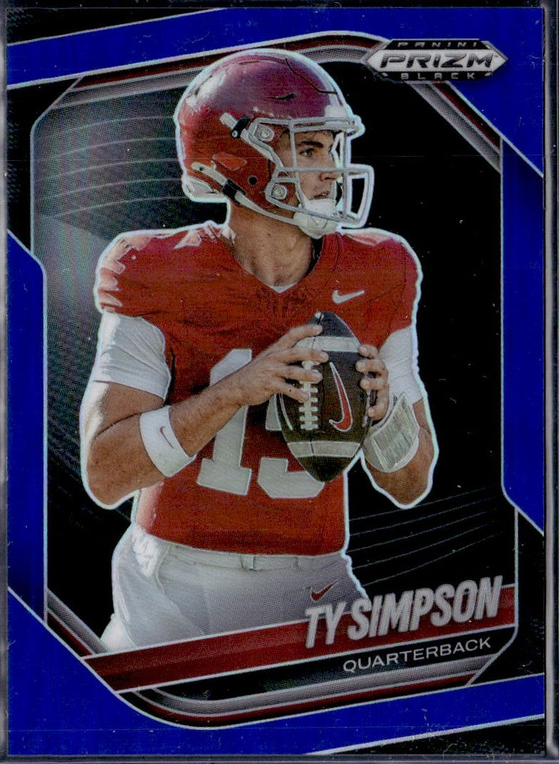 Ty Simpson RC 2025 Panini Prizm Black Blue Rookie SP 37/199-1