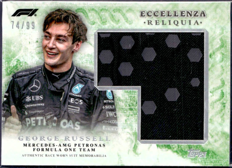 George Russell 2024 Topps F1 Eccellenza Green Race Used Patch SP 74/99-1