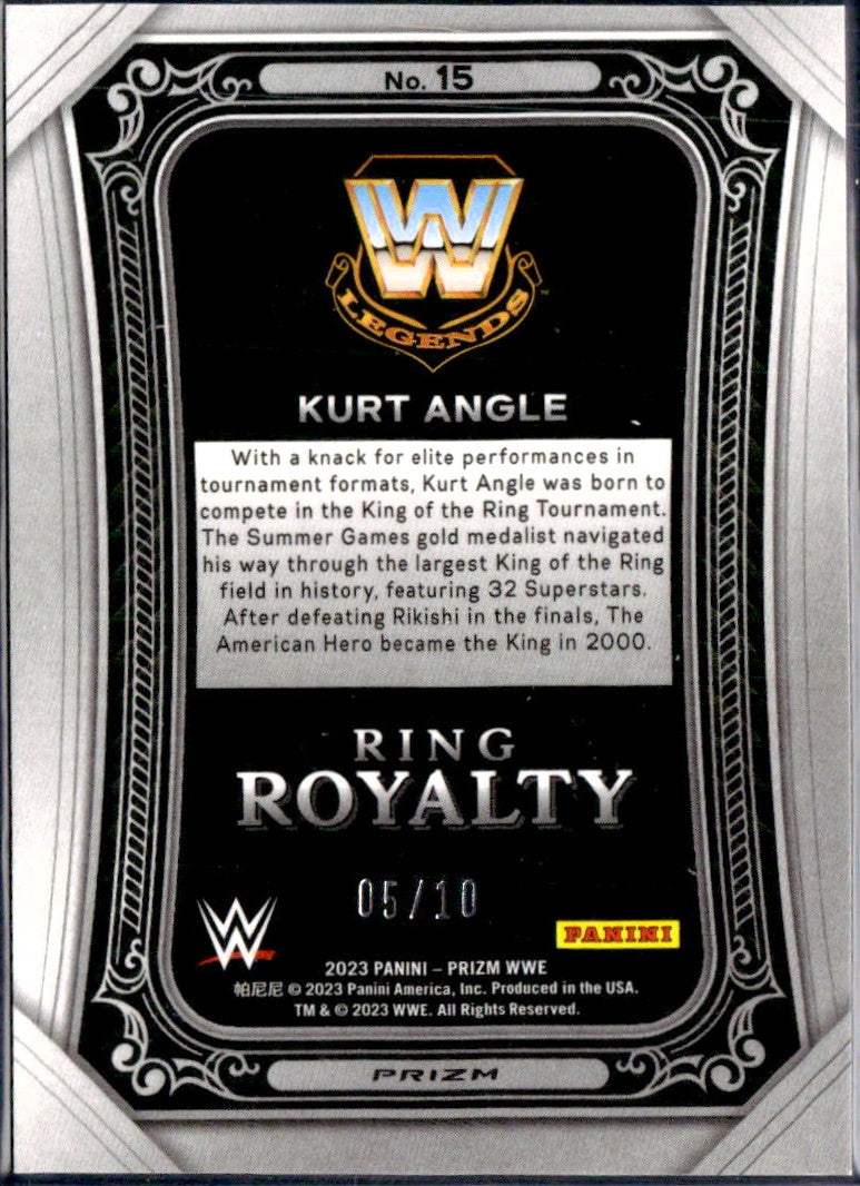 Kurt Angle 2023 Panini Prizm WWE Gold Ring Royalty SP 5/10-2