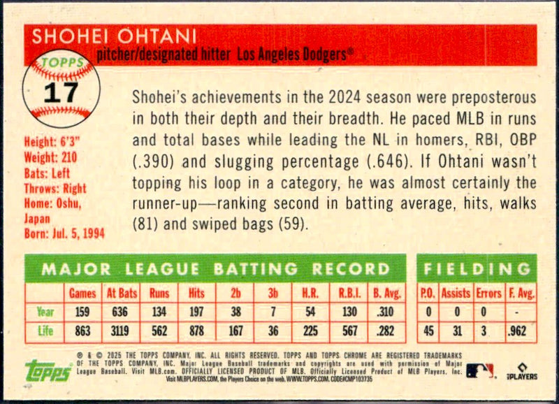 Shohei Ohtani 2025 Topps Chrome Platinum Anniversary Topps Foil SP 21/499-2