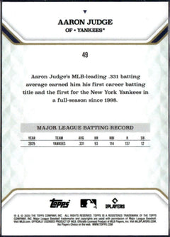 Aaron Judge 2025 Topps MVP Collection Gold Foil SP 50/50-2