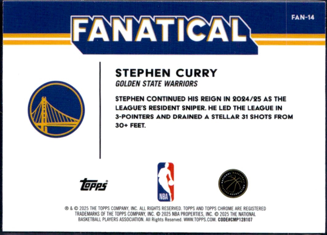 Stephen Curry 2025-26 Topps Chrome Fanatical Case HIt SSP