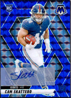 Cam Skattebo RC 2025 Panini Mosaic Blue Rookie Auto SP 53/99-1