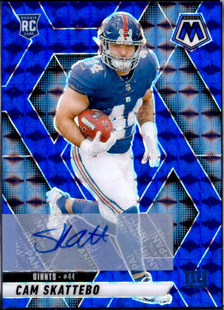 Cam Skattebo RC 2025 Panini Mosaic Blue Rookie Auto SP 53/99