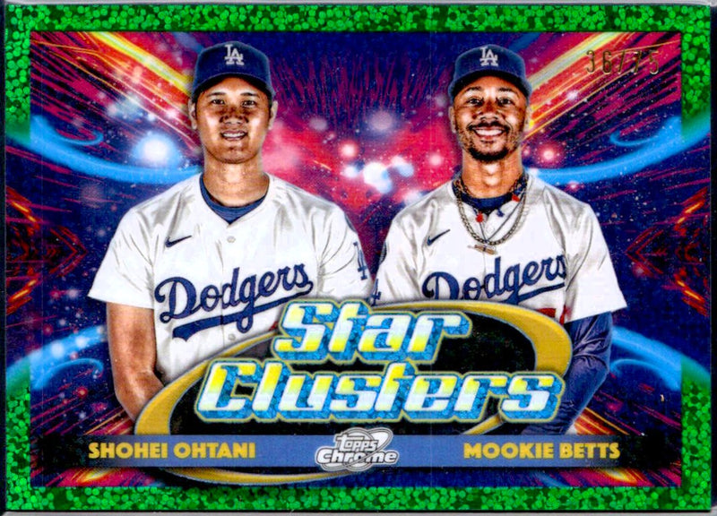 Shohei Ohtani Mookie Betts 2025 Topps Cosmic Chrome Green Space Dust Star Clusters SP 36/75-1