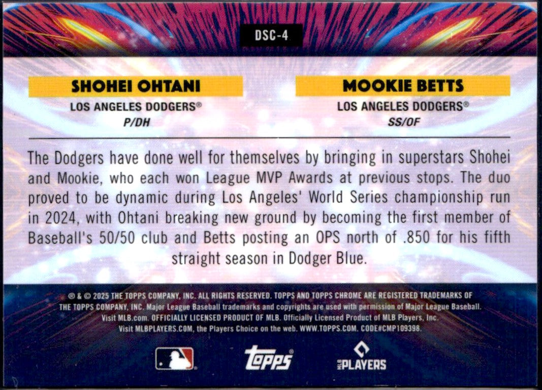 Shohei Ohtani Mookie Betts 2025 Topps Cosmic Chrome Green Space Dust Star Clusters SP 36/75-2