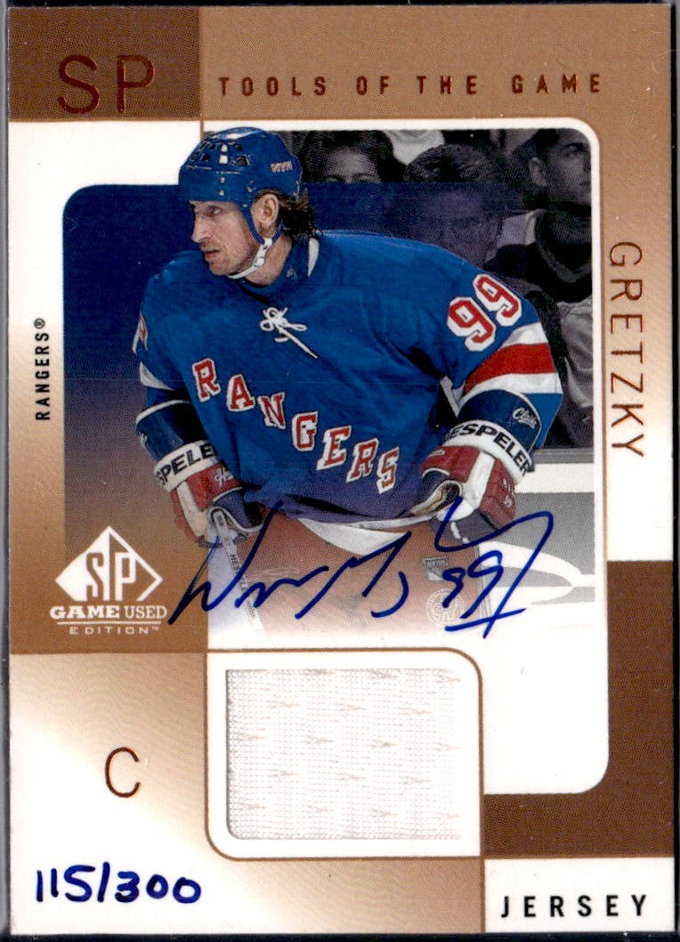 Wayne Gretzky 2001 Upper Deck SP Tools Of The Trade Game Used Patch Auto SP 115/300
