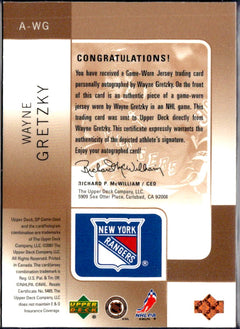 Wayne Gretzky 2001 Upper Deck SP Tools Of The Trade Game Used Patch Auto SP 115/300-2
