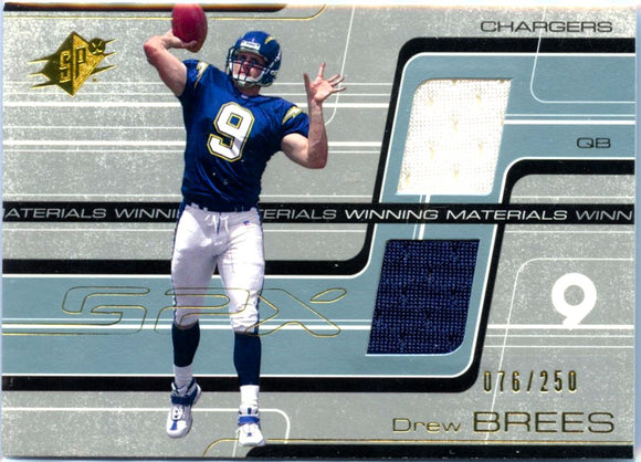 Product Drew Brees RC 2001 Upper Deck Spx Winning Materials Rookie Patch SP 76/250 Link