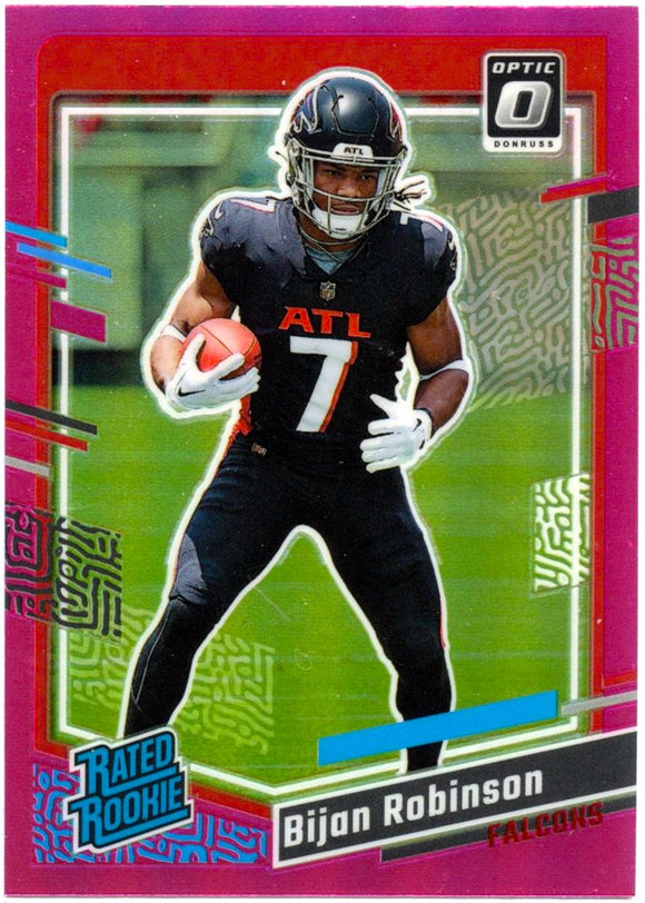 Bijan Robinson RC 2023 Donruss Optic Preview Pink Prizm Rated Rookie #305
