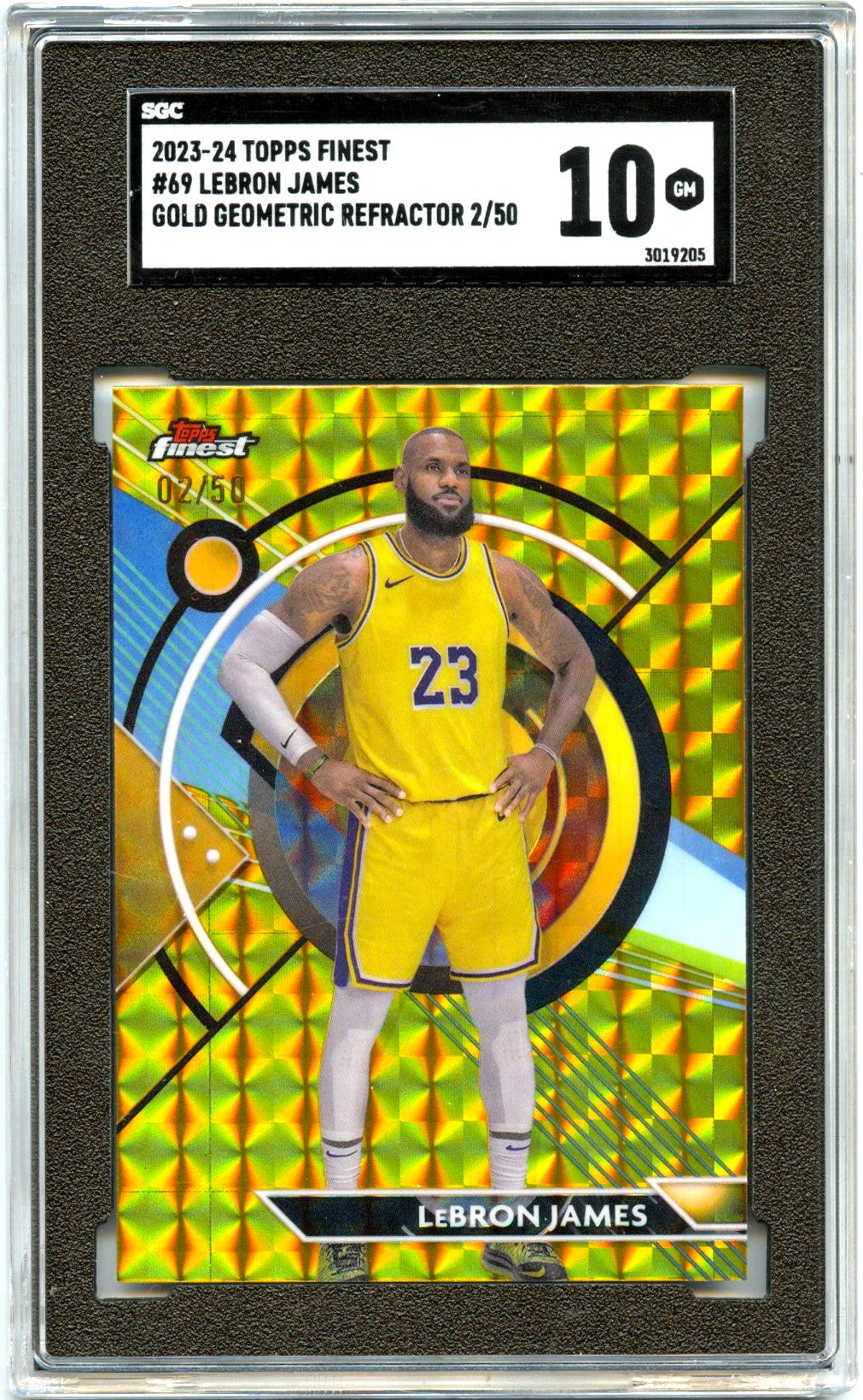 Lebron James 2023-24 Topps Finest Gold Geometric Refractor SP 2/50