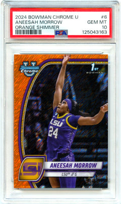 Aneesah Morrow 2024 Bowman U Chrome Orange Shimmer Rookie SP 54/65 PSA 10-1