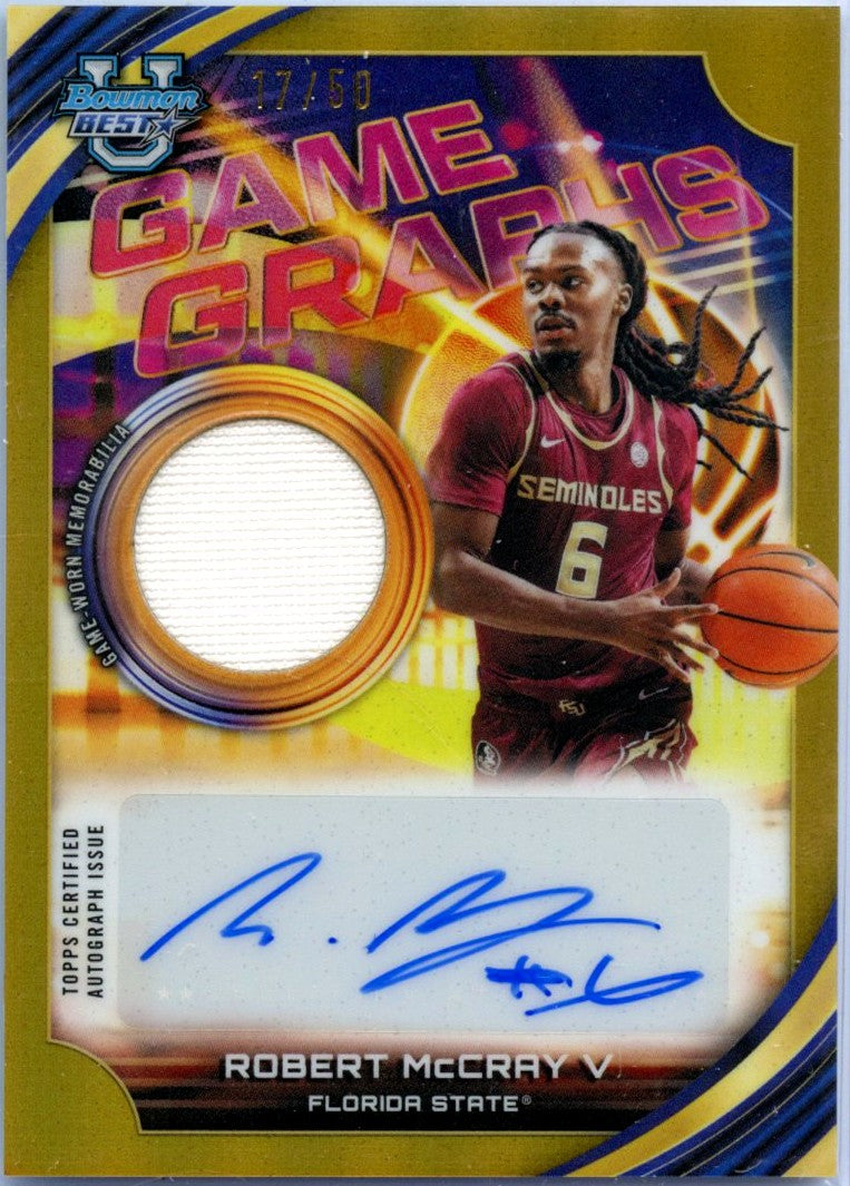 Robert Mccray V RC 2025 Bowman U Chrome Gold Game Graphs Rookie Patch Auto SP 17/50-1