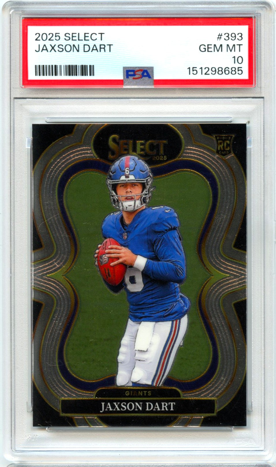 Jaxson Dart RC 2025 Panini Select Suite Level Rookie #393 PSA 10-1